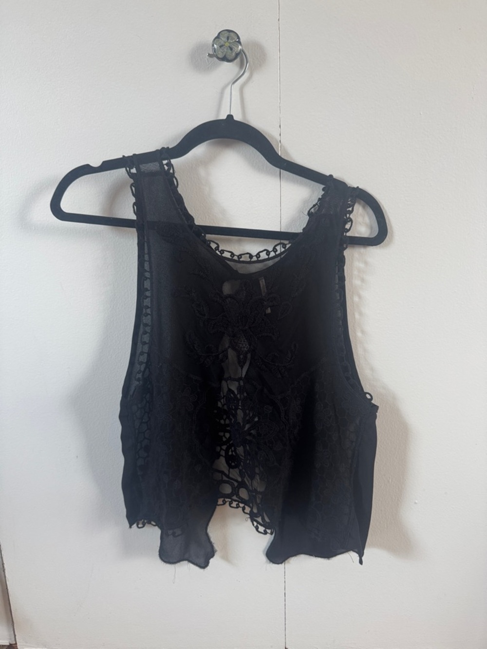 Poof! Black Crochet Lace Tank Camisole